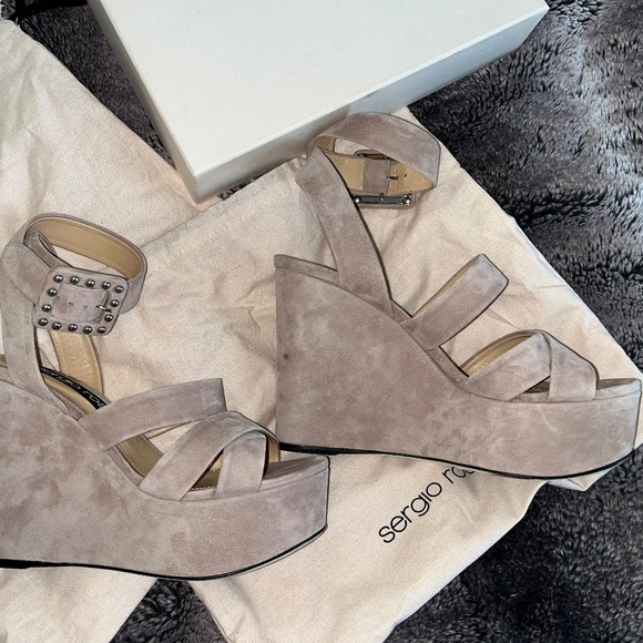 Sergio Rossi 140 mm platform wedges suede with strap around size 39 - Picture 2 of 8